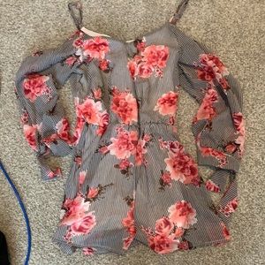 Cold shoulder floral romper
